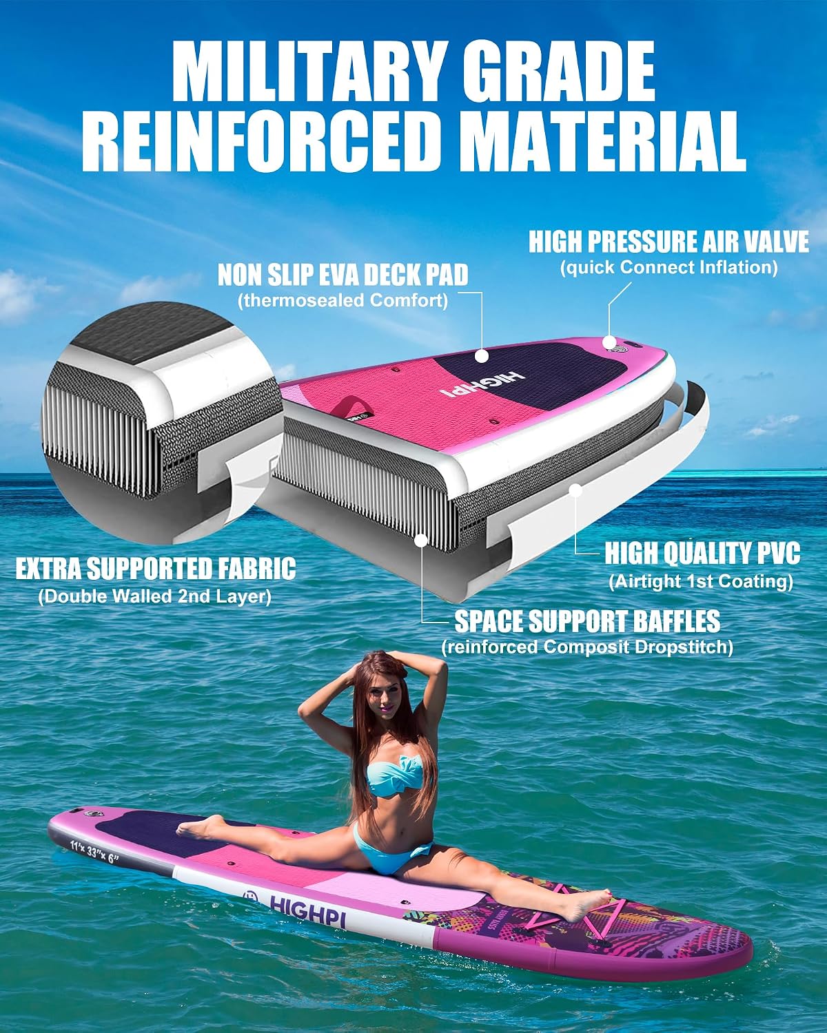 Inflatable Stand Up Paddle Board for Youth and Adults – Wide Sup with Premium Accessories, Blow Up Paddleboard for Surfing, Fishing, Yoga & More