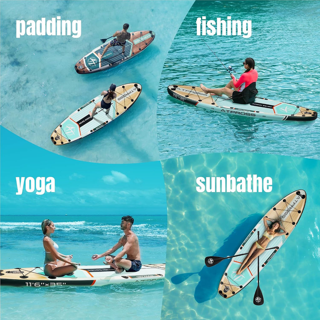 11'6'x35' Inflatable Paddle Board, 450lbs Extra Wide Stand Up Paddleboard for Adults with Premium SUP Accessories Kit & Backpack, Blow Up Kayak Non-Slip Stable Deck Boat for Yoga Fishing Surf