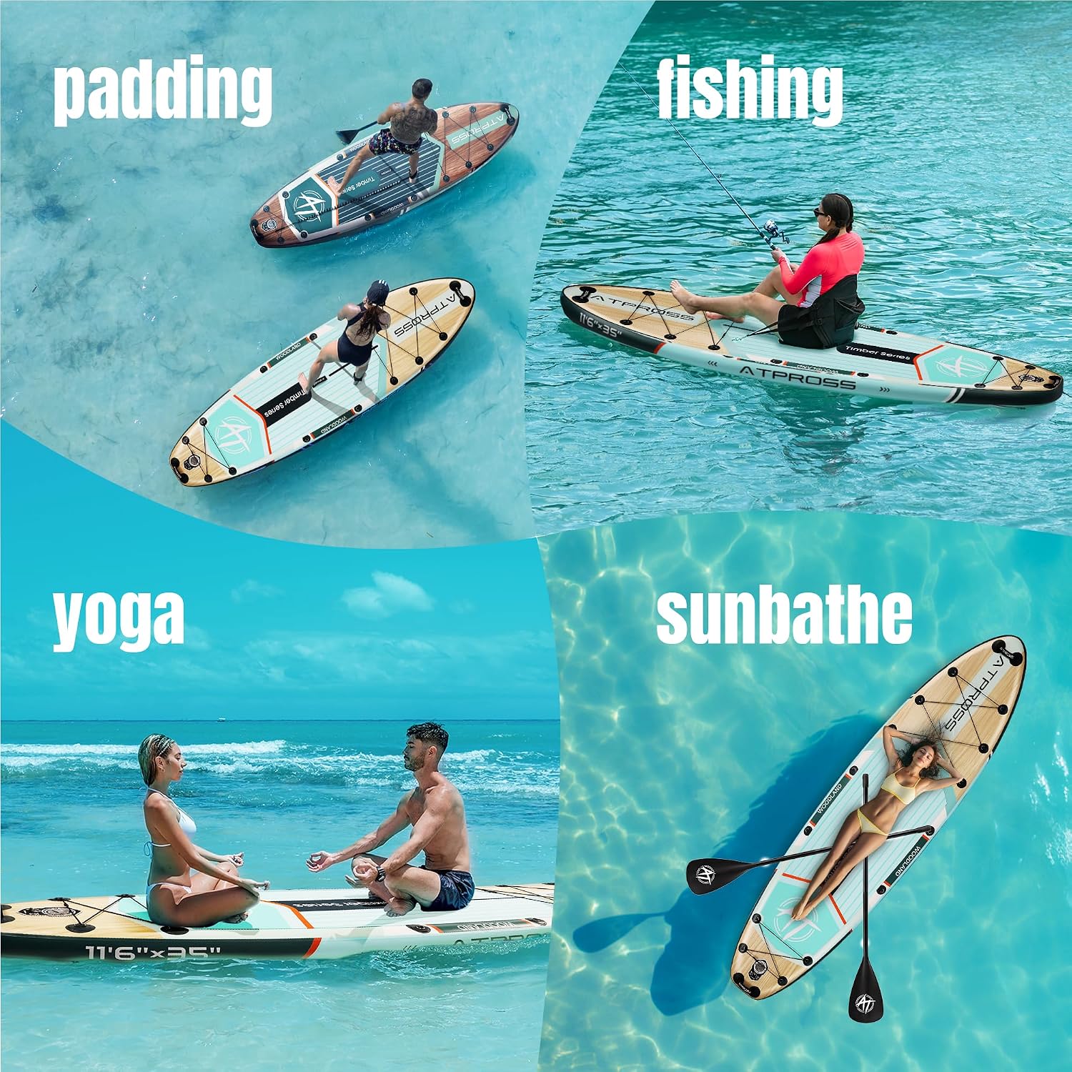 11'6'x35' Inflatable Paddle Board, 450lbs Extra Wide Stand Up Paddleboard for Adults with Premium SUP Accessories Kit & Backpack, Blow Up Kayak Non-Slip Stable Deck Boat for Yoga Fishing Surf
