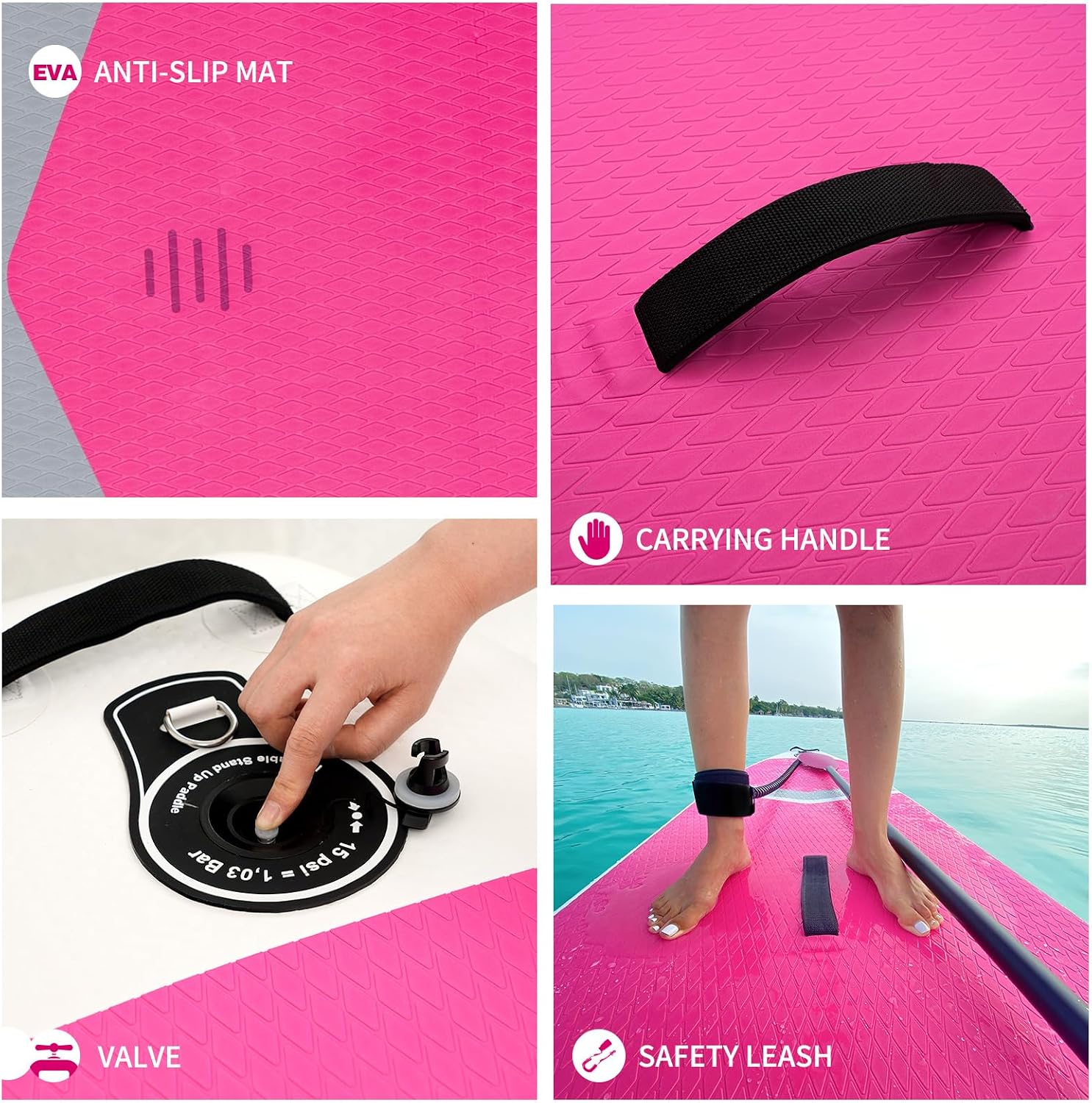 Inflatable Stand Up Paddle Board Includes Paddle, Dual Action Pump, and Accessories 11ft Lightweight iSUP, 33'*6' Wide Stable Design, Anti-Slip EVA Deck, Paddle Board for Adults