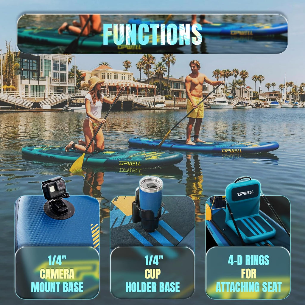 UPWELL 11'×34' Stand Up Paddle Board, SUP Board for Adults & Teens, Inflatable SUP Board with Premium Accessories, 120L Backpack, Paddle, Leash, Hand Pump, Fins