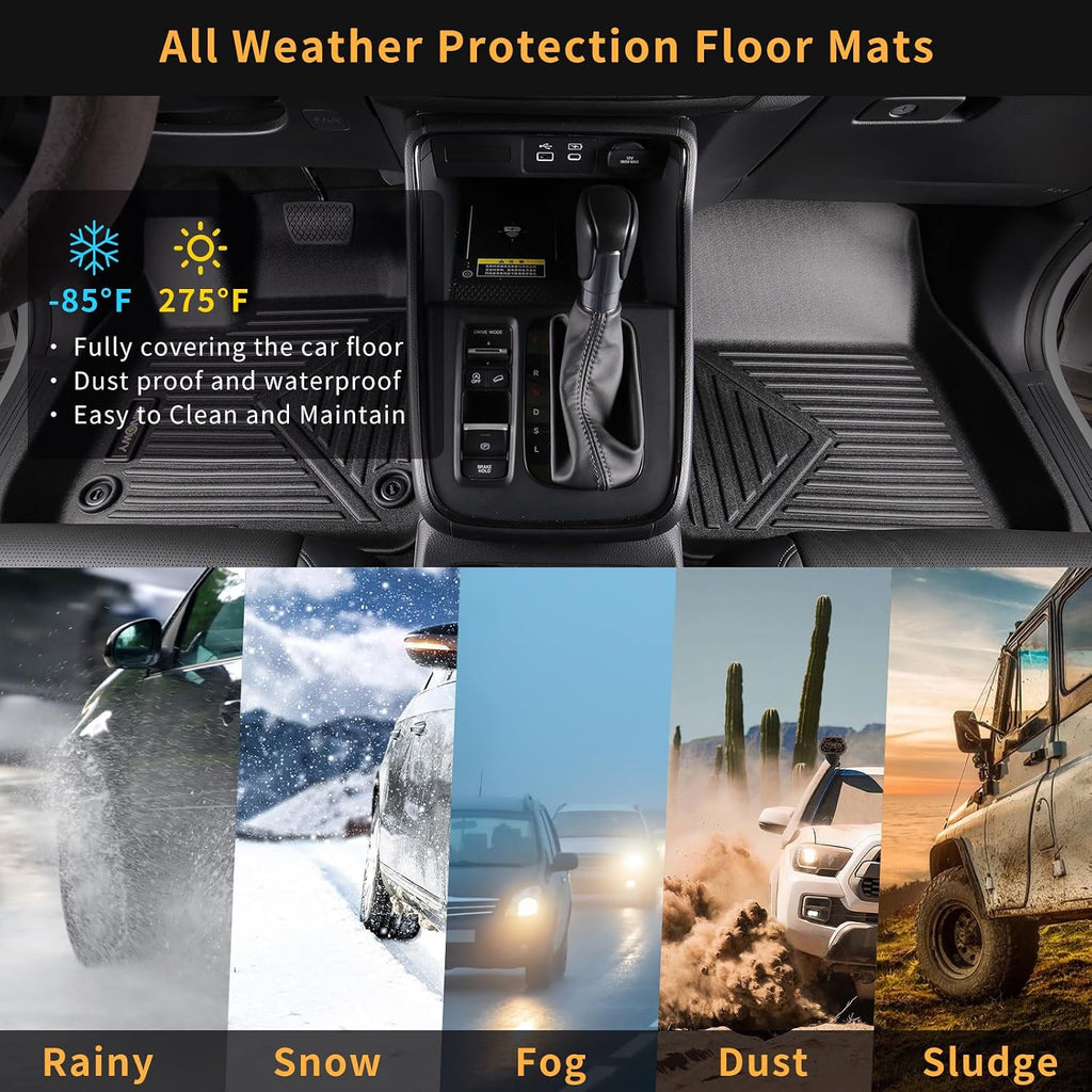 GINOWY-Floor Mats & Cargo Liner Set for Kia Sorento 2021-2026 (Only Gas Models), All Weather Mats Sorento Cargo Mat Trunk Mat Trunk Liner TPE Rubber Liners Car Accessories Floo Mat Black