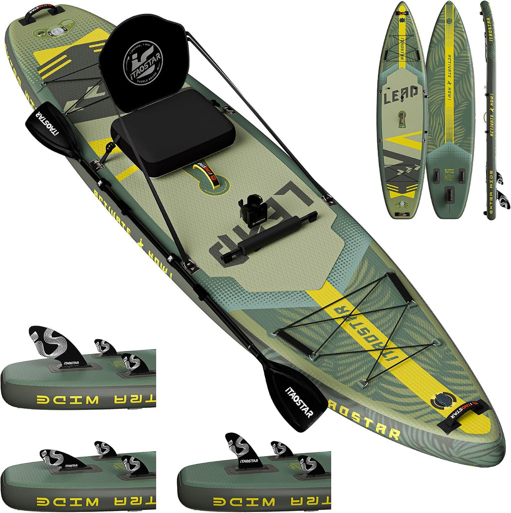 iTAOSTAR Lead 12' × 35' / 11' × 33' Stand Up Paddle Board Inflatable, Extar Wide SUP Board with 5 Fins Stable Design for Adults, Youth, All Skill Levels, Lakes, Oceans