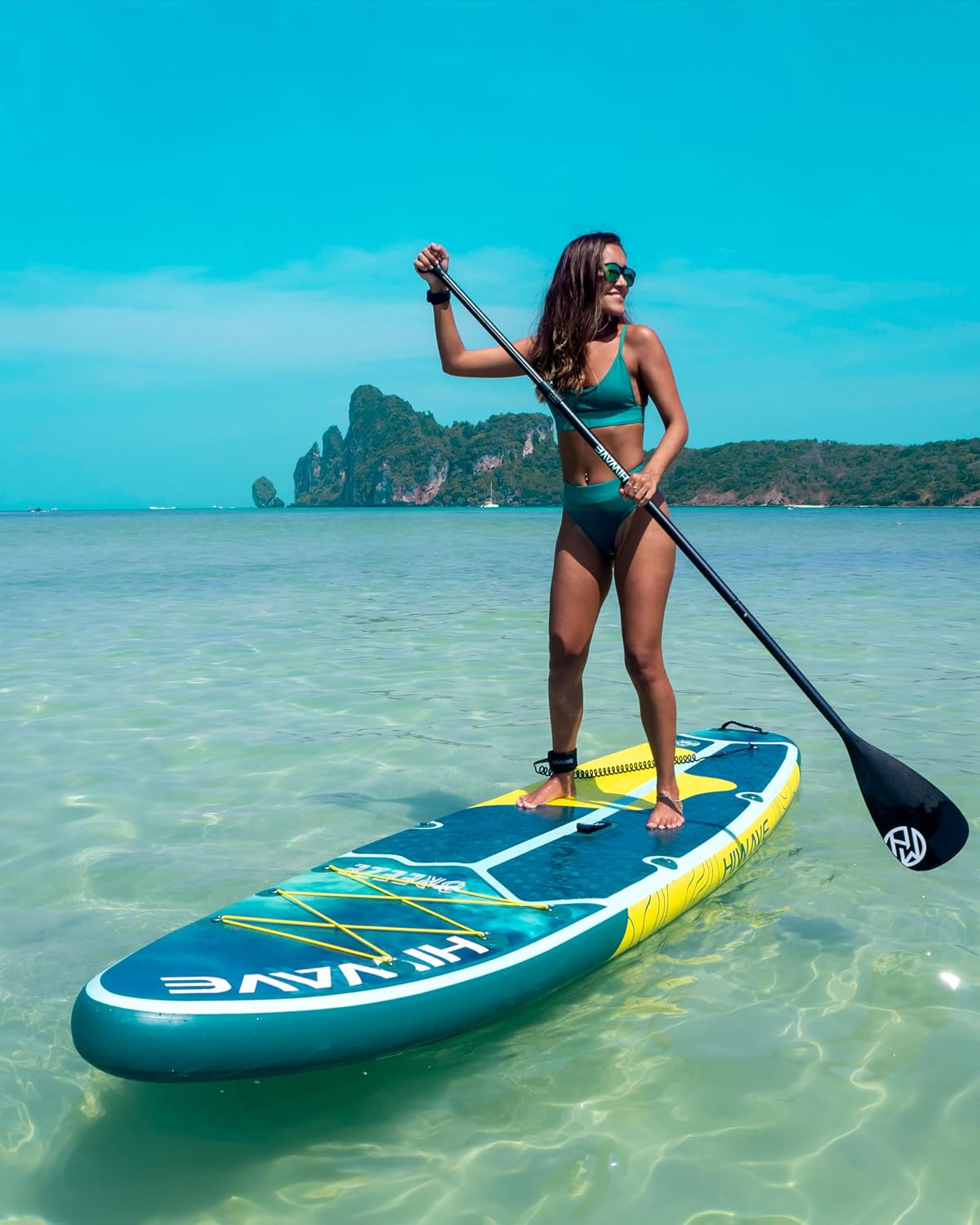 Hiwave Inflatable Stand Up Paddle Board 11'*34'*6' Sup Board, 420lbs Capacity Adult&Youth Paddle Board, Pet Friendly for Ocean&Lake, w/Double Action Hand Pump