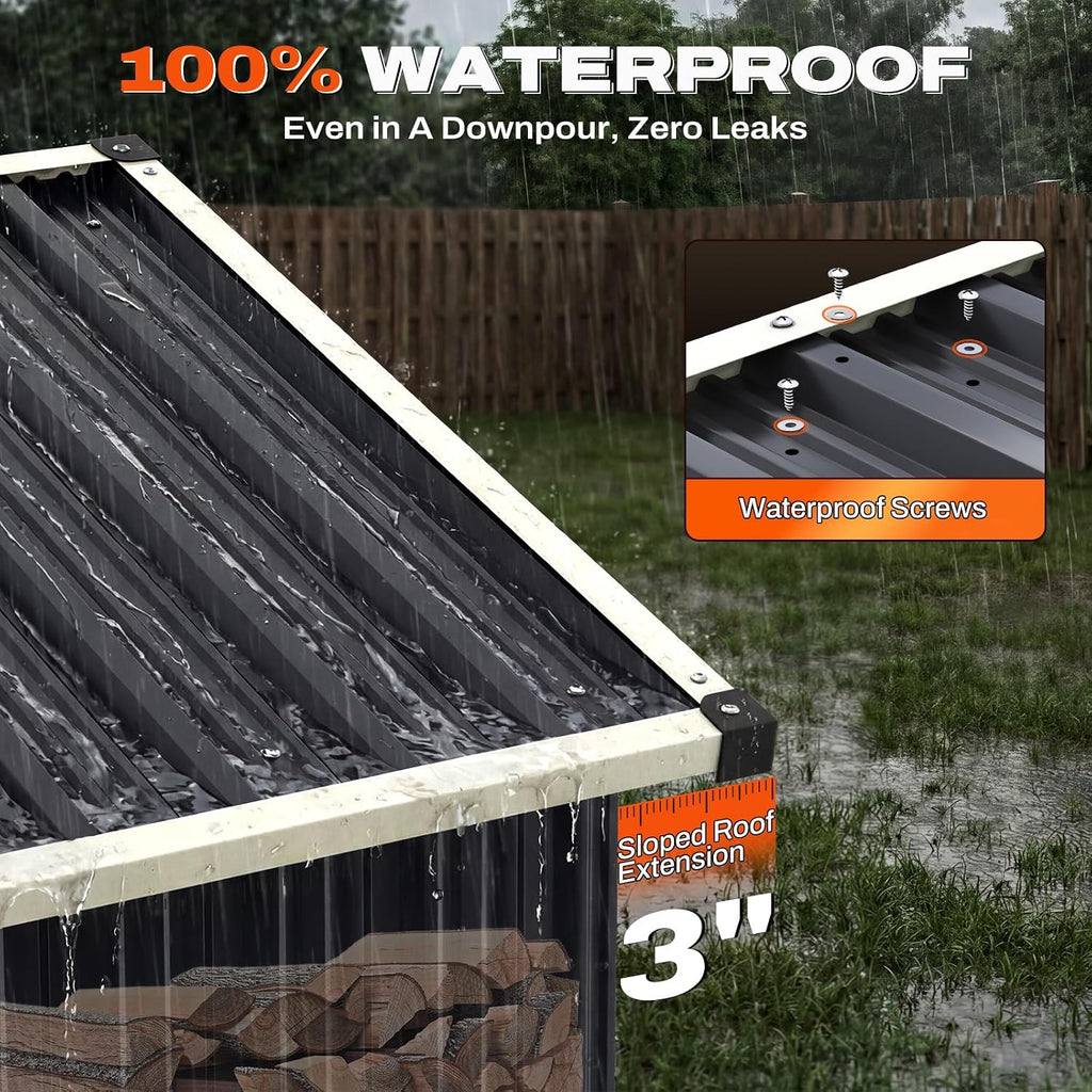 Quictent 5x3 FT Outdoor Storage Shed, Metal Garden Tool Shed with 2-Way Sloping Roof & 28' Wide Lockable Door, Waterproof Galvanized Steel for Backyard Garden Patio Lawn, Dark Gray