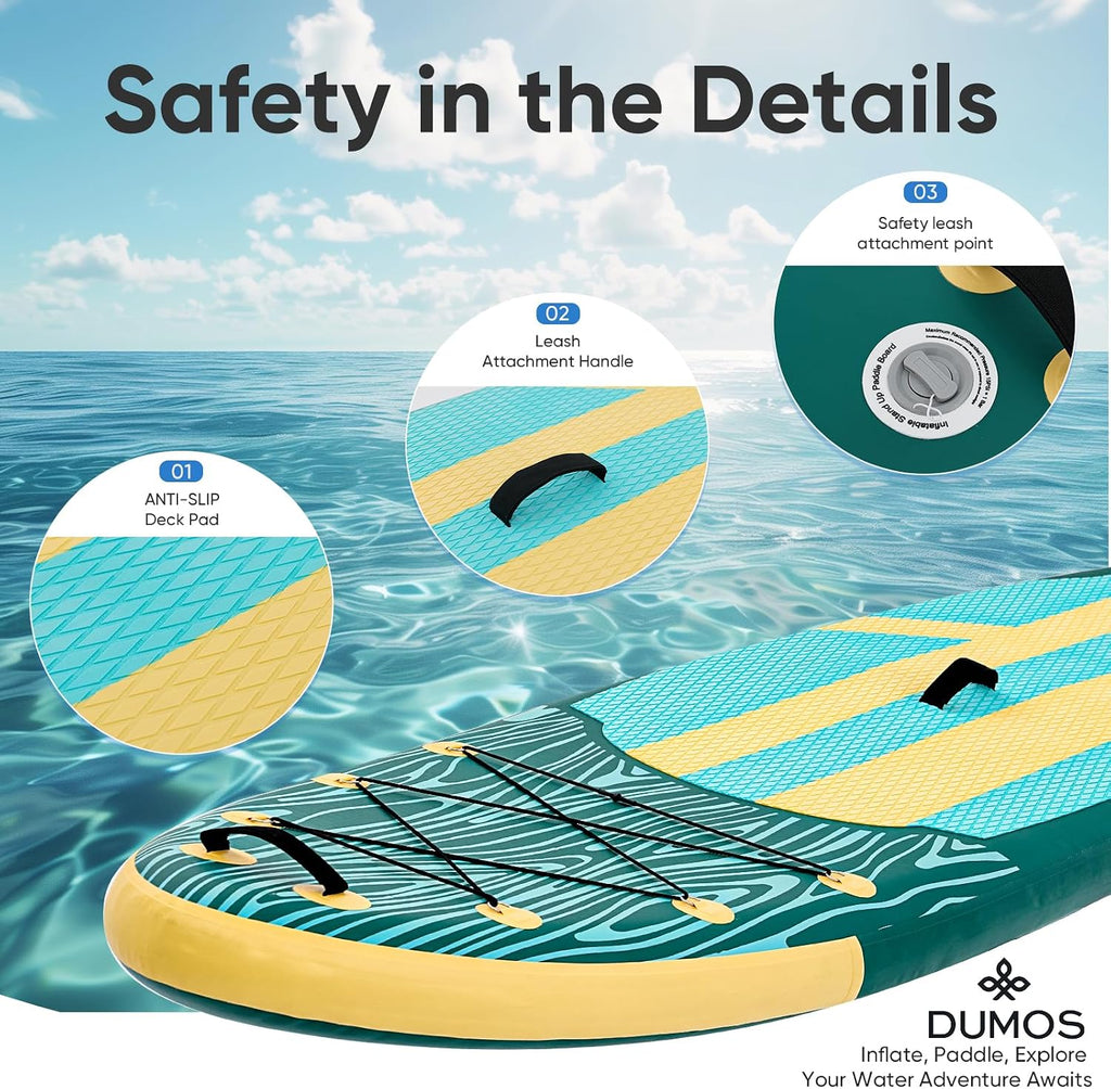 DUMOS Inflatable Stand Up Paddle Board, 10.5'×33'' Paddle Boards with Non-Slip Deck, Durable Advanced Material and Complete SUP Accessories for All Skill Levels