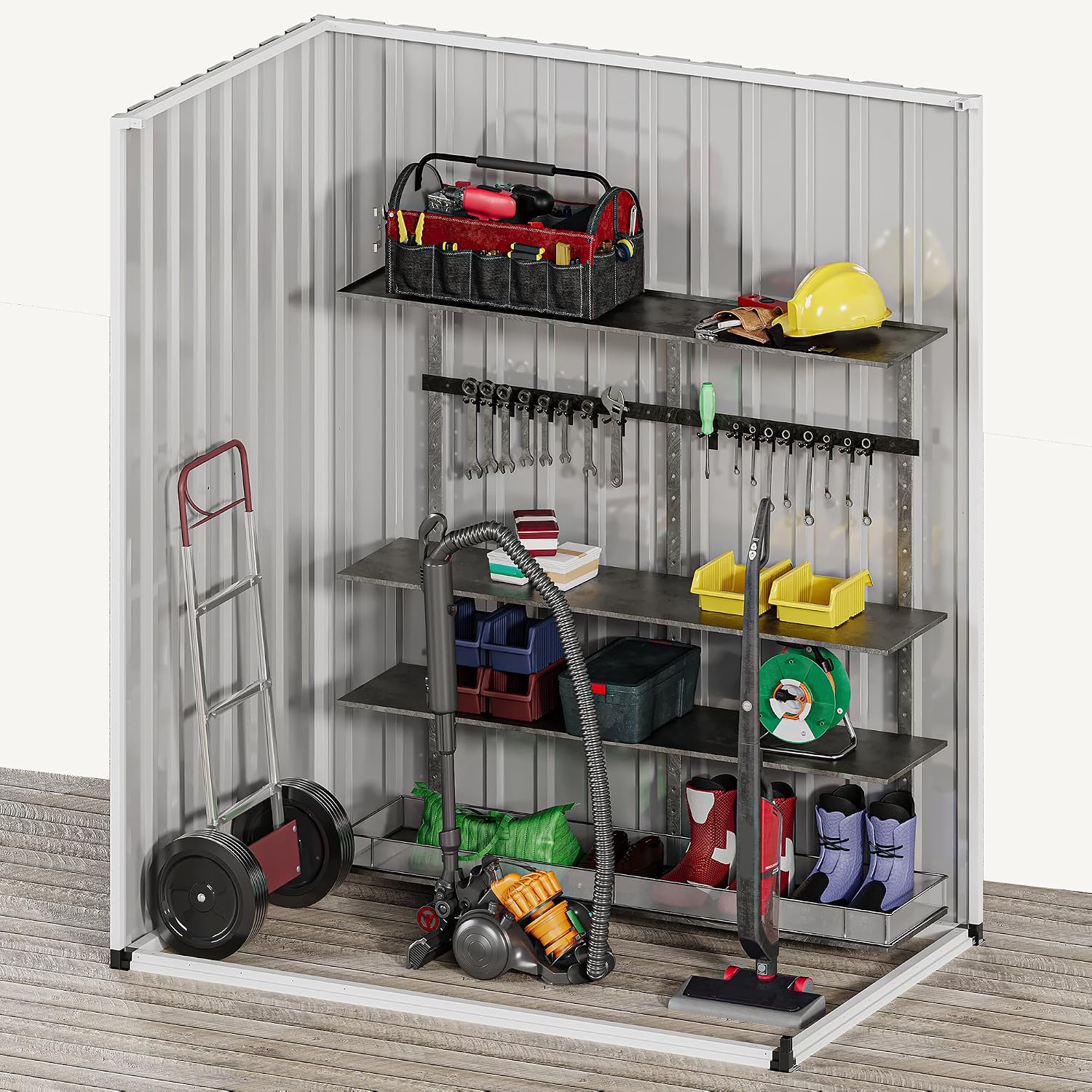 DWVO Outdoor Storage Shed 5 x 3FT, Heavy Duty Metal Tool Sheds Storage House with Lockable Door & Air Vent for Garden, Patio, Lawn to Store Bike, Garbage Can, Lawnmower, Dark Gray