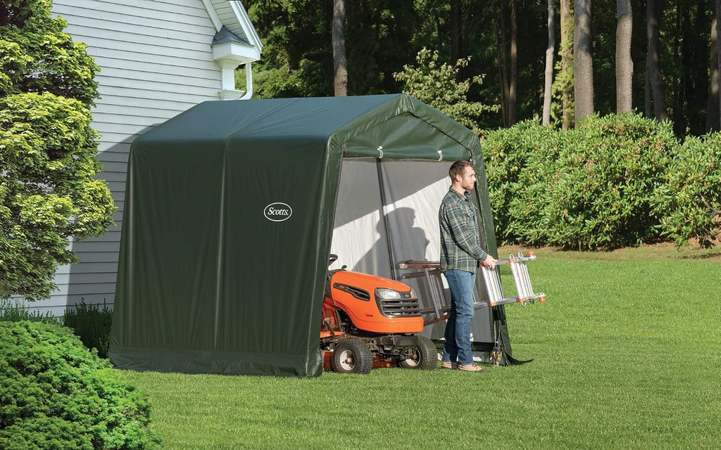 Scotts 8' x 8' x 8' All Season Outdoor Storage Shed with Waterproof Cover, Green