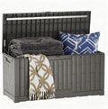 EAST OAK 120 Gallon Outdoor Storage Box, Large Resin Deck Box with Reinforced Stainless Steel Support, Waterproof & UV-Resistant Patio Storage Boxes for Cushions, Garden Tools & Pool Accessories, Grey
