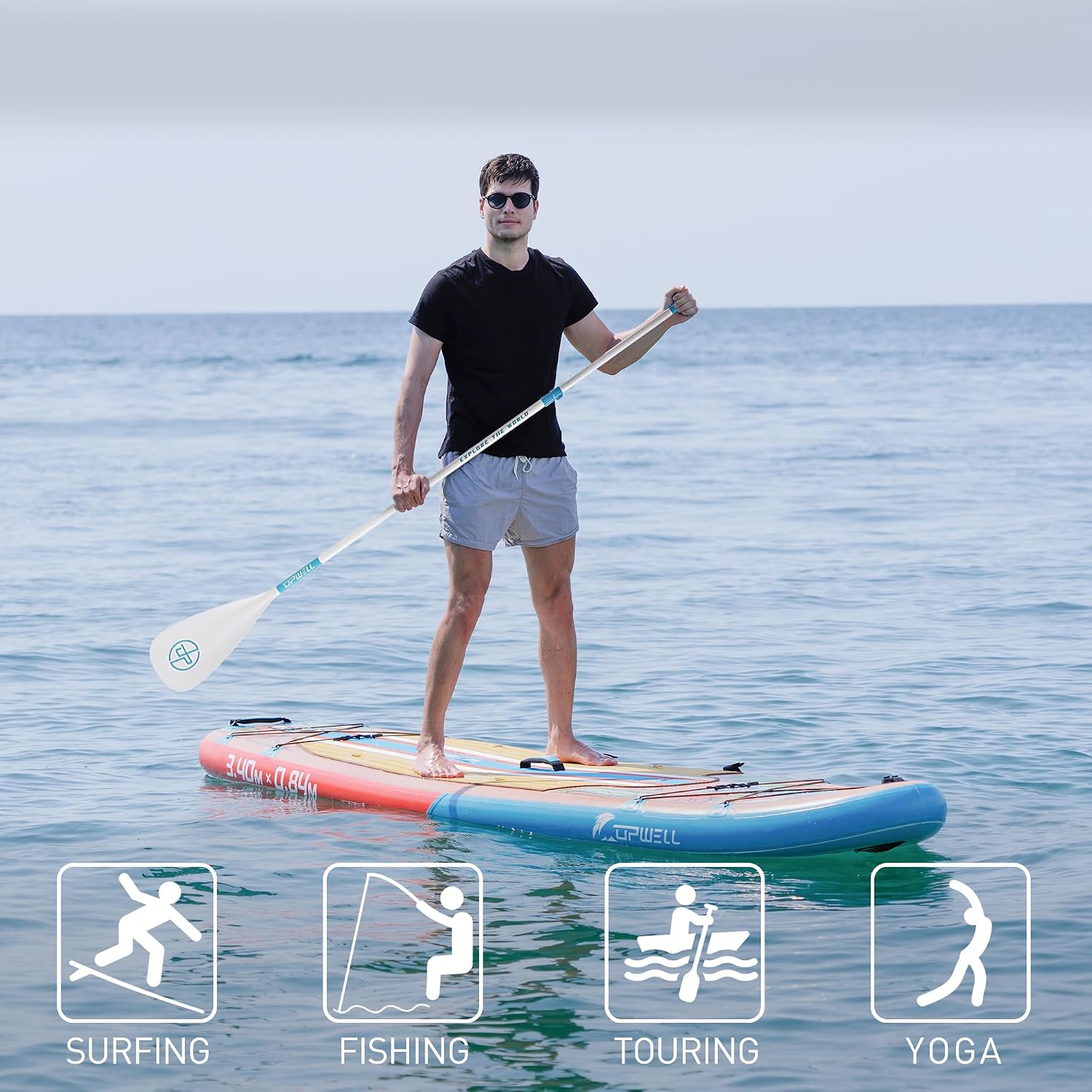 UPWELL 11'6'/11'2'/11'/10'8'/10'6'/10'2' Inflatable Stand Up Paddle Board with sup Accessories Including Backpack, Repairing Kits, Non-Slip Deck, Leash, 3 Fins, Paddle and Hand Pump