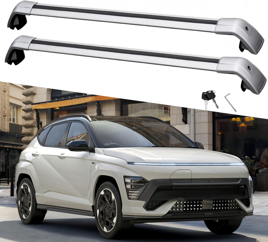 Silver Crossbar Fits for Hyundai KONA Electric 2024 2025 SEL N-Line Limited Rooftop Cargo Bars Crossbars Luggage Carrier Cross Bar Aluminum 2PCS