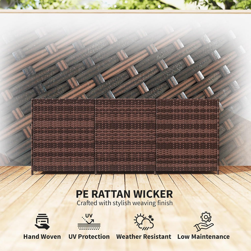 Outsunny 175 Gallon Outdoor Storage Box with Inner Liner, PE Rattan Wicker Deck Box with Pneumatic Bar Lift for Indoor & Outdoor, Patio Furniture Cushions, Pool Supplies, Garden Tools, Mixed Brown