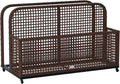 Outsunny Patio Wicker Pool Float Storage with Wheels, Outdoor Rolling PE Rattan Pool Caddy, Includes Compartment and Basket, for Pool, Garden, Deck, Brown