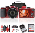 Kodak Pixpro AZ405 Digital Camera (AZ405RD) Bundle Including: 64 GB Memory Card, Rechargeable Batteries, Case, Neck Strap, Lens Caps, Full Cleaning Kit, Card Reader, Card Wallet, USB Cable, Cap Keeper