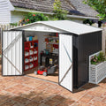 AirWire 6x8 FT Outdoor Storage Shed, Garden Shed with Updated Frame Structure and Lockable Doors, Metal Tool Sheds for Backyard Garden Patio Lawn, White