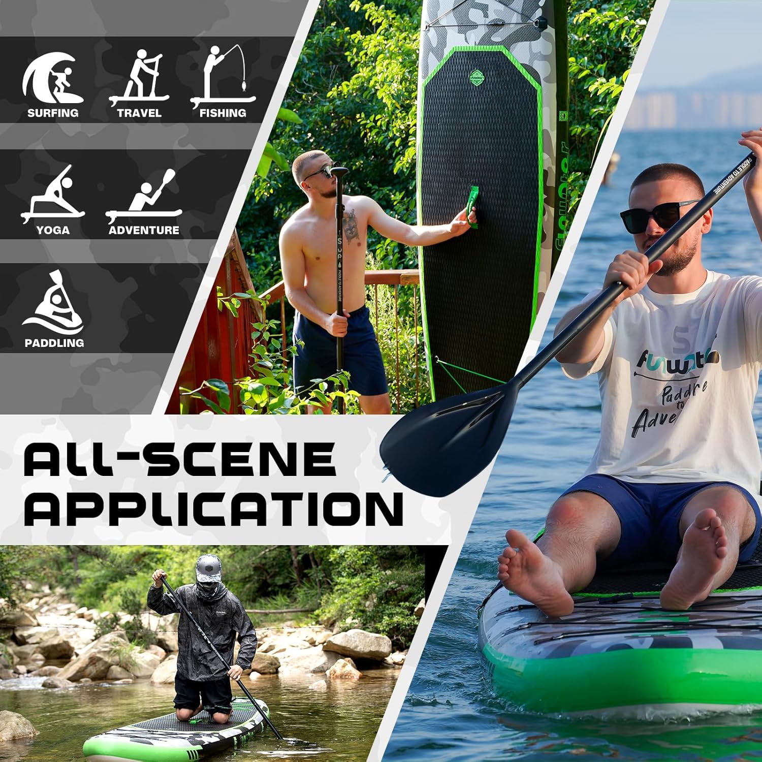 FunWater Inflatable Stand Up Paddle Board with Premium SUP Paddleboard Accessories, Anti-Slip EVA Deck, 11'6''/11'/10'6'' Paddle Boards for Adults & Youth of All Skill Levels
