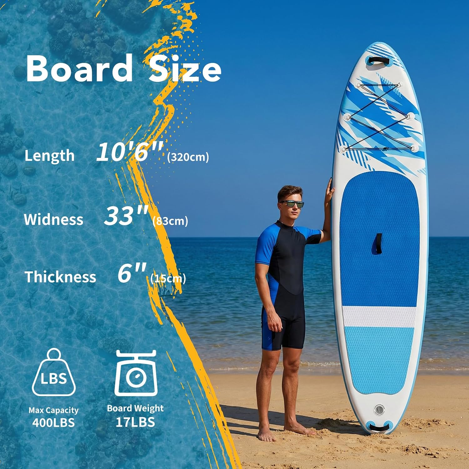 Sweetcrispy Inflatable Stand Up Paddle Board with Premium SUP Paddleboard Accessories,2-in-1 Paddle,Wide Stable Design,Non-Slip Comfort Deck for Adults & Youth of All Skill Levels