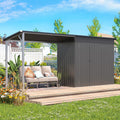 AECOJOY 8x4 FT Outdoor Storage Shed & Hardtop Gazebo Combo, 14x4FT Metal Lean to Shed with 6'x4' Open Pergola, 2-in-1 Tool Sheds & Outdoor Storage for Patio, Backyard, Garden