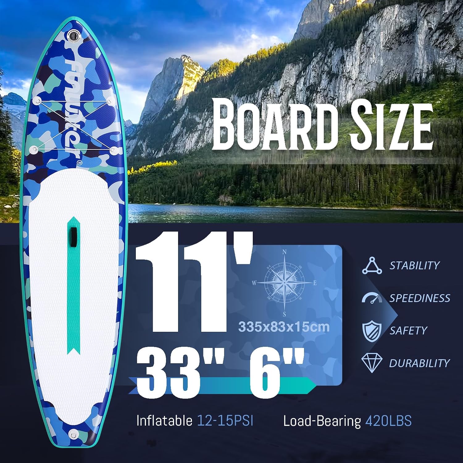 FunWater Inflatable Stand Up Paddle Board with Premium SUP Paddleboard Accessories, Anti-Slip EVA Deck, 11'6''/11'/10'6'' Paddle Boards for Adults & Youth of All Skill Levels