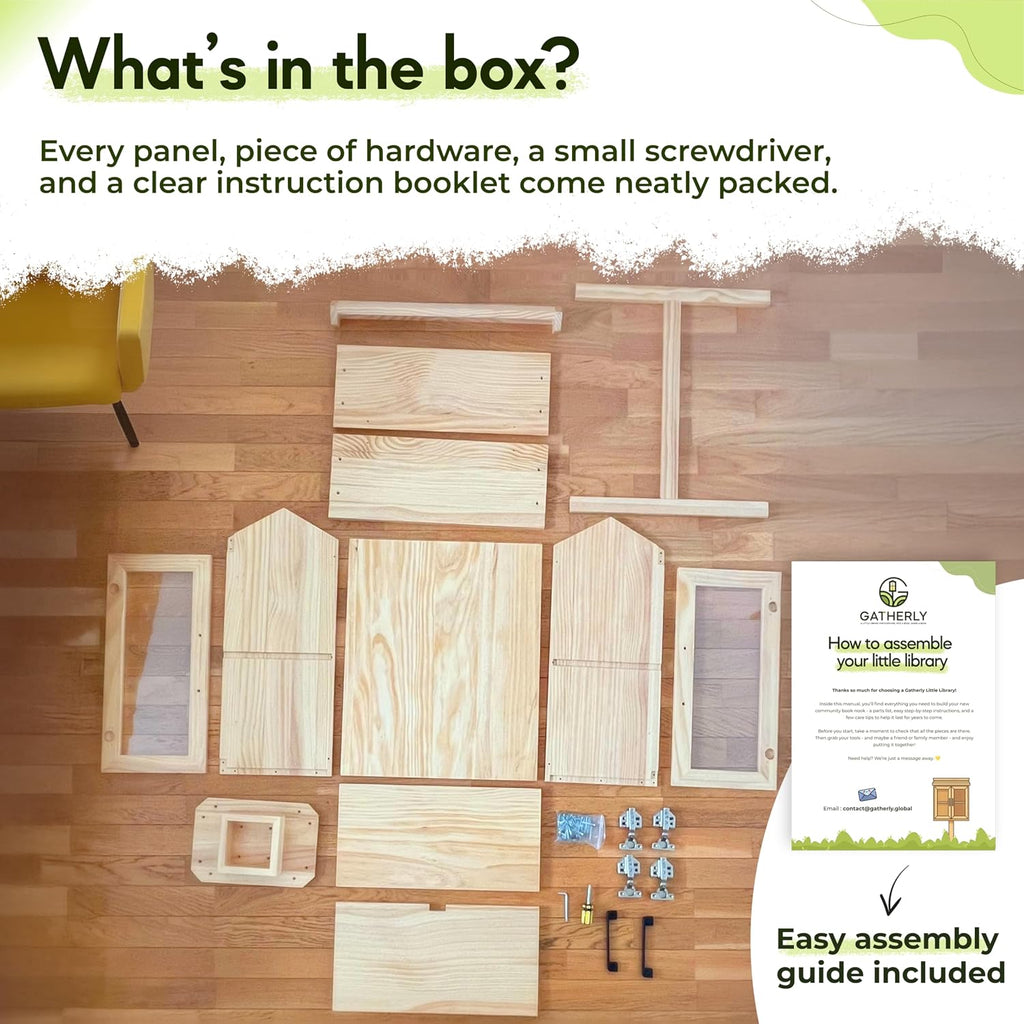 Little Library Box Outdoor Kit with Mount, 2-Tier Book Exchange Box (21×11×26 in), Waterproof Pine Little Free Library Kit with 2 Acrylic Doors, Outdoor Book Storage for Yards, Schools, Parks