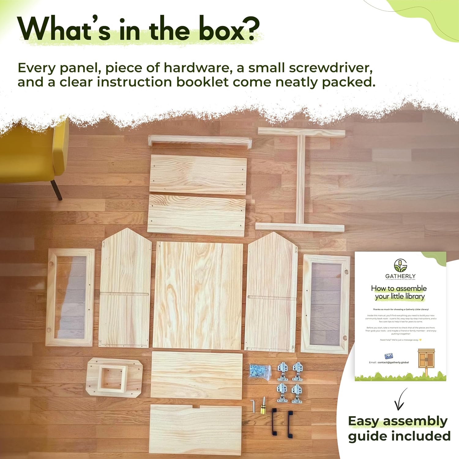 Little Library Box Outdoor Kit with Mount, 2-Tier Book Exchange Box (21×11×26 in), Waterproof Pine Little Free Library Kit with 2 Acrylic Doors, Outdoor Book Storage for Yards, Schools, Parks