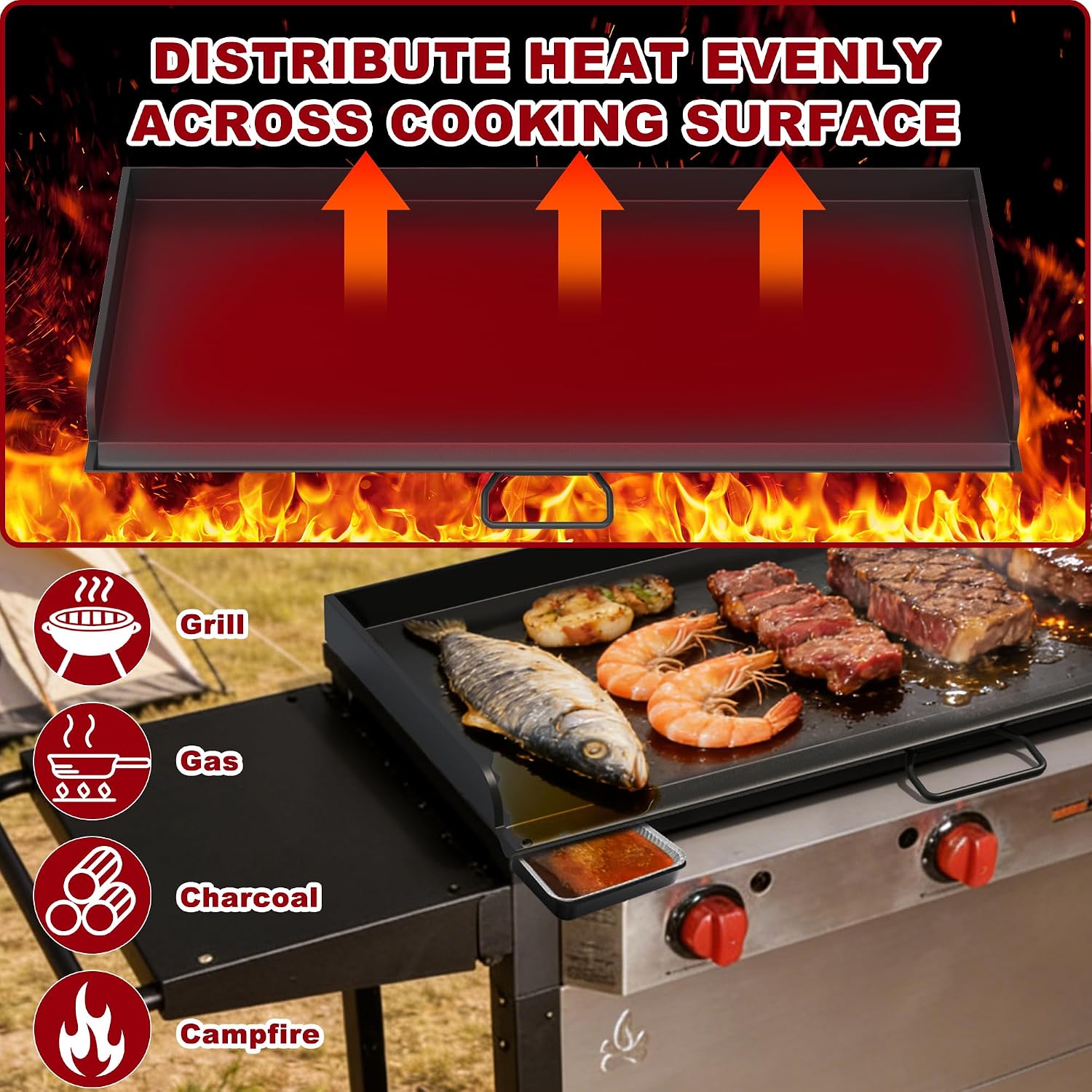 Flat Top Griddle for Camp Chef 3 Burner Griddle, 37' x 16' Fry Griddle Replacement Part for Camp Chef Tundra, Expedition 3X Combo SG100 Accessories, Outdoor BBQ Camping Grills Accessorie