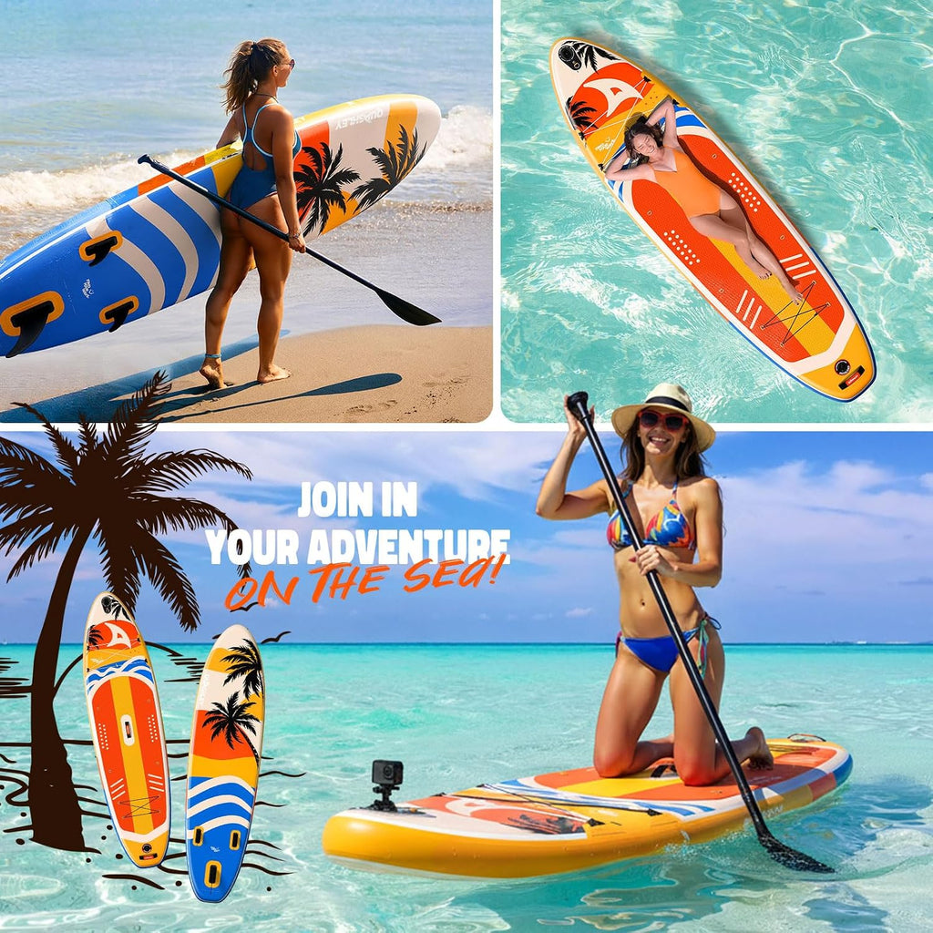 Quashley Inflatable Paddle Board Extra Wide Stand Up Paddleboards 11'×34' with All Premium Paddle Board Accessories,Inflatable SUP for Adults/Family,Beginner-Friendly,Removable Fin,Hand Pump