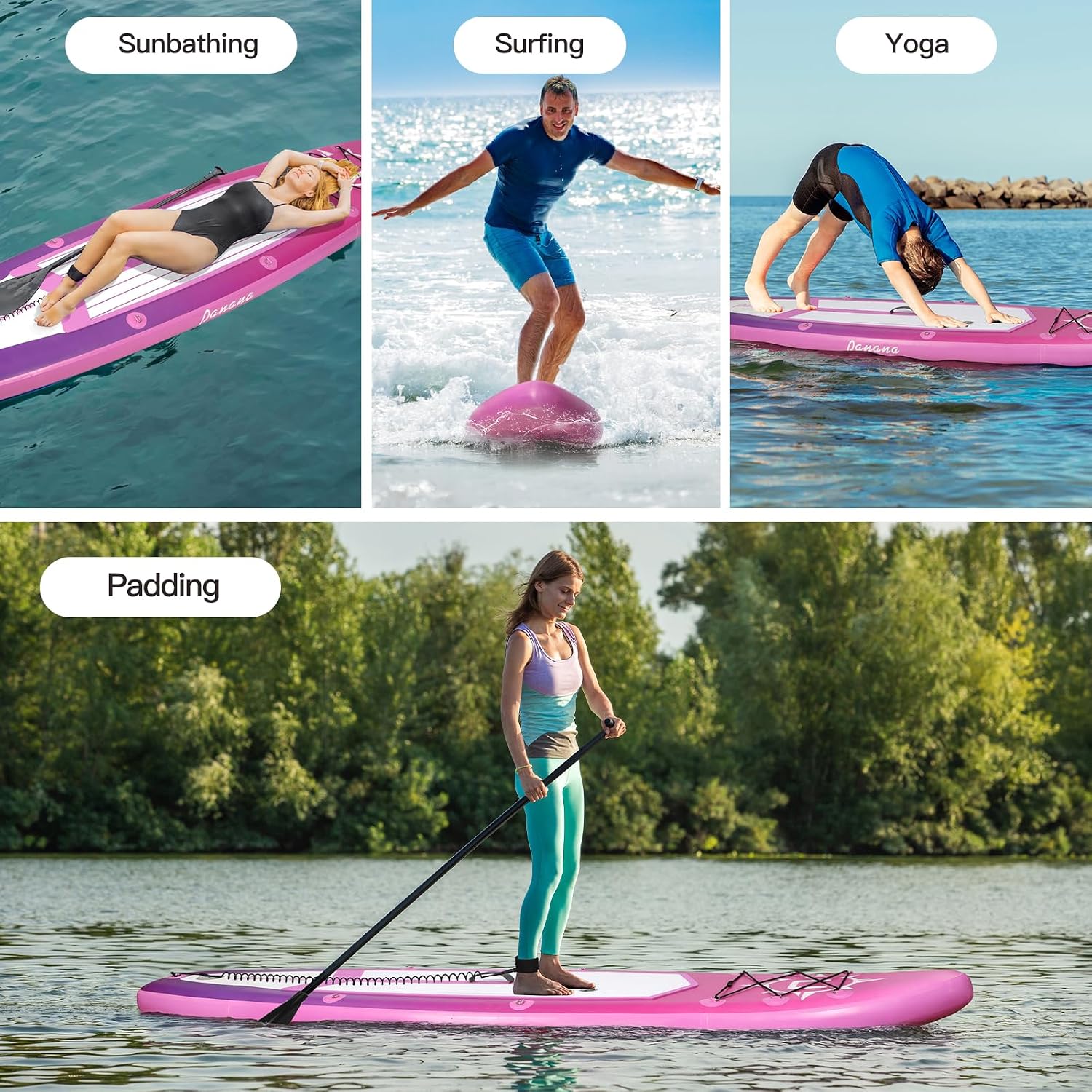 Panana Inflatable Stand Up Paddle Board 10'/10'8''x30''/32''x6'' iSUP Non-Slip Deck Paddleboard for Adults Beginners Youth, with Paddle Pump Fins Leash Backpack