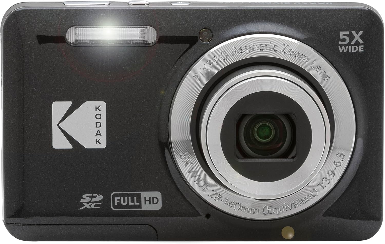 Kodak PIXPRO FZ55 Black 16MP Digital Camera 5X Optical Zoom 28mm Wide Angle 1080P Full HD Video 2.7' LCD Camera + 128GB Card and Reader + Memory Wallet