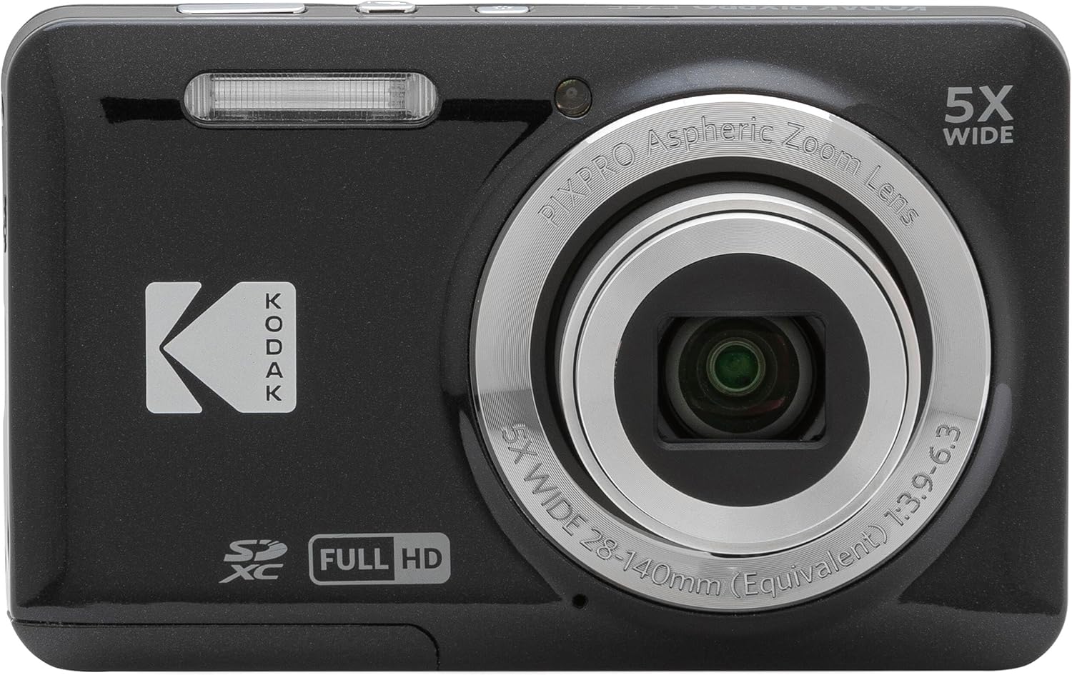 Kodak PIXPRO FZ55 Black 16MP Digital Camera 5X Optical Zoom 28mm Wide Angle 1080P Full HD Video 2.7' LCD Camera + 64GB Card and Reader + Memory Wallet + Tripod + Cleaning Bundle