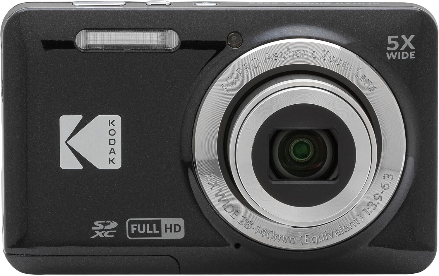 Kodak PIXPRO FZ55 Black 16MP Digital Camera 5X Optical Zoom 28mm Wide Angle 1080P Full HD Video 2.7' LCD Camera + 128GB Card and Reader + Memory Wallet