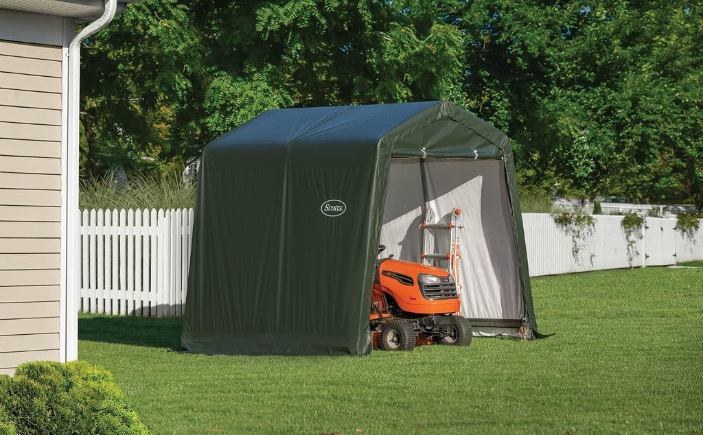 Scotts 8' x 8' x 8' All Season Outdoor Storage Shed with Waterproof Cover, Green