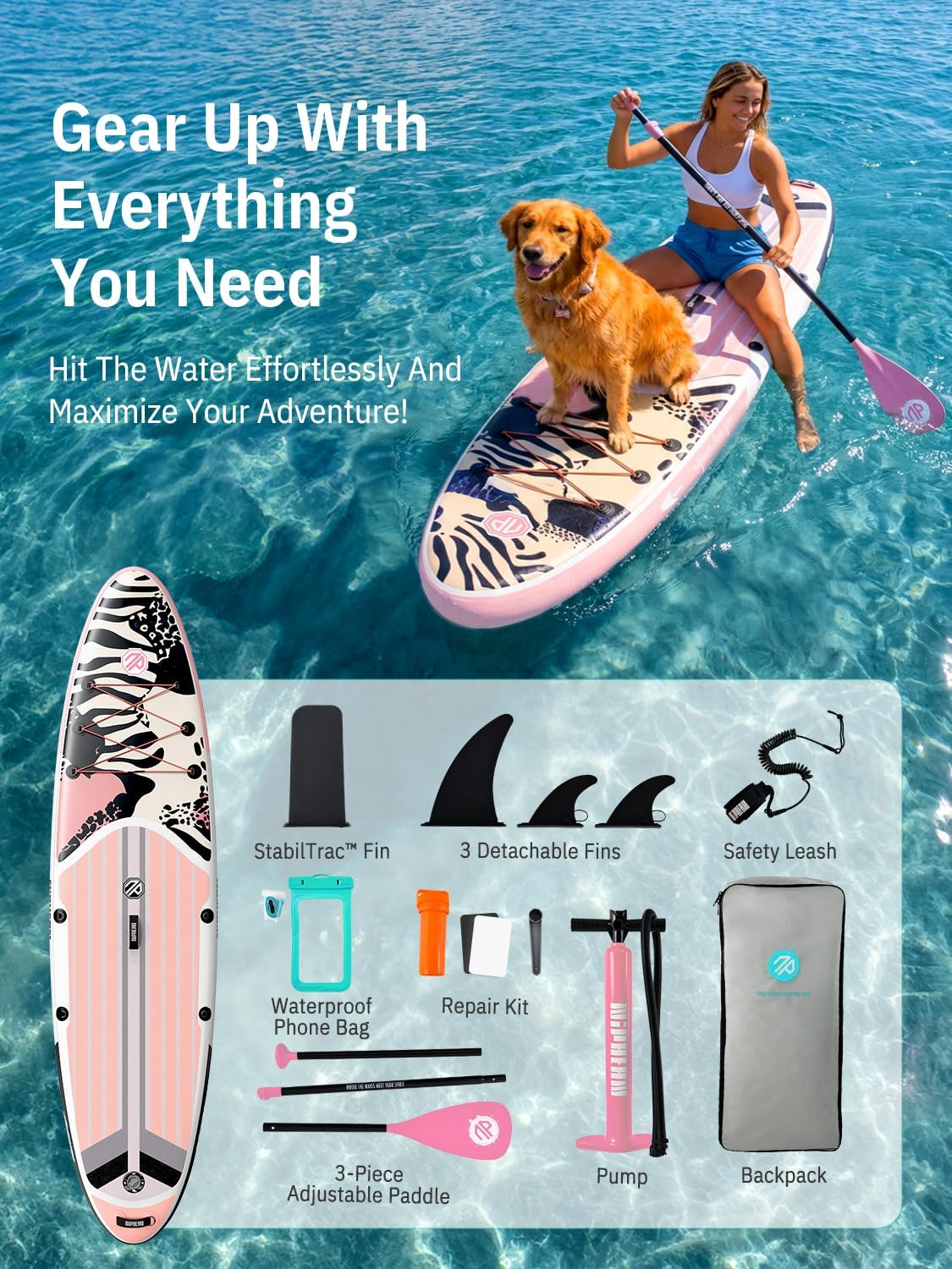 Niphean Inflatable Stand Up Paddle Board with SUP Accessories, Anti-Slip EVA Deck, 10'6'' Inflatable Paddle Boards for Adults & Youth of All Skill Levels