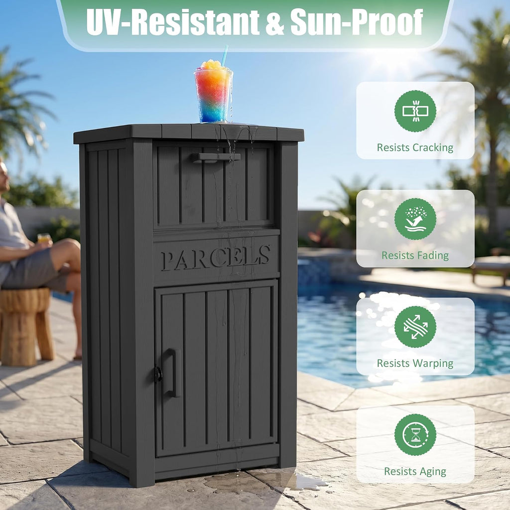 Large Package Delivery Boxes for Outside Waterproof Parcel Drop Storage Box UV Resistant Resin Lockable Secure for Outdoor Porch Patio (Black)