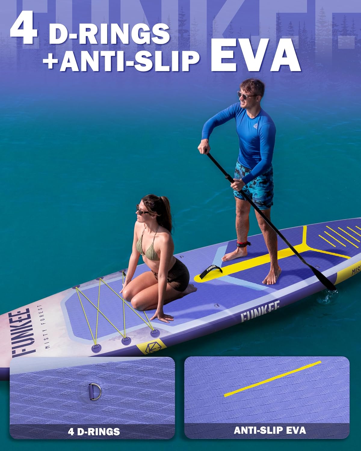 11'×34'×6' Extra Wide Inflatable Stand Up Paddle Board, Sup Board with Removable Fins, Backpack, Floating Paddle, Safety Leash, Floating Phone Case for Adults & Youth of All Skill Levels