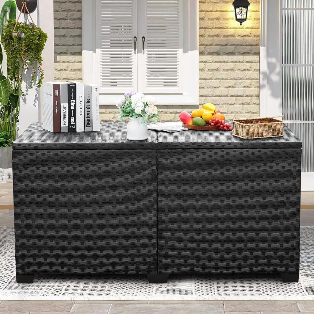 Lviden 180 Gallon Deck Storage Box Outdoor Storage Box Large Patio Storage Bin with Waterproof Lining Bag Cushion Storage Bin Outdoor, Black