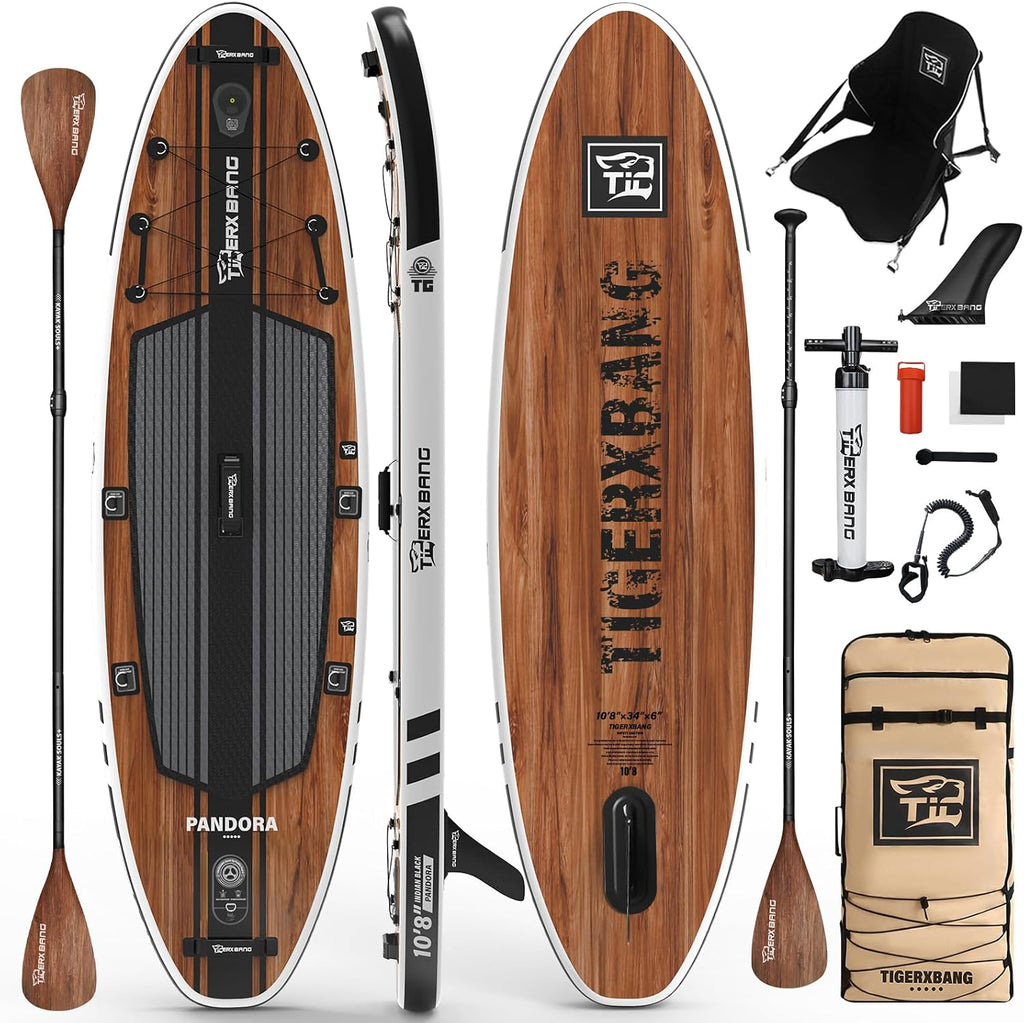 TIGERXBANG Paddle Board, 10.8' Stand Up Paddle Board with Premium Complete Inflatable SUP Accessories, Extra Wide Paddleboards for Adults & Kids-Pandora Collection