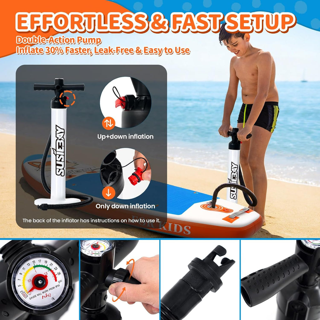 Kids Inflatable Stand Up Paddle Board with SUP Accessories,Wide Stable Design,Non-Slip Comfort Deck, Inflatable Paddle Board for Kids & Children