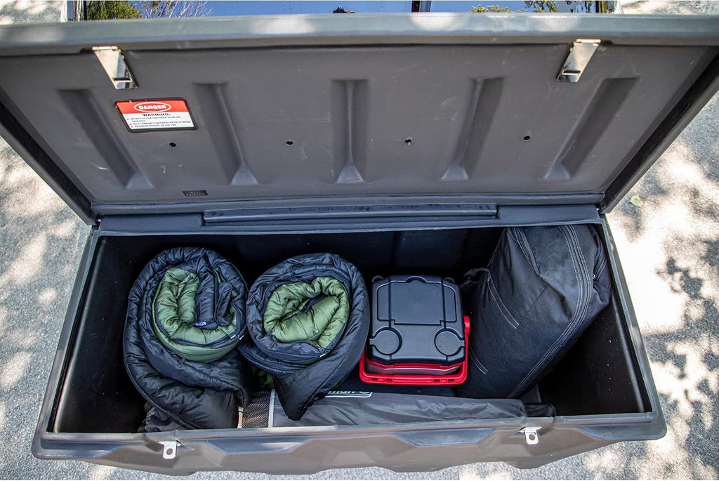 Buyers Products 1707020 Poly Hitch Mounted Cargo Carrier, 23x51x26, Includes Polyethylene Chest, Steel Frame, 5/8in. Hitch Pin, Waterproof Truck Bed Storage & Tool Box, Fits 2 in Receiver, Made in USA