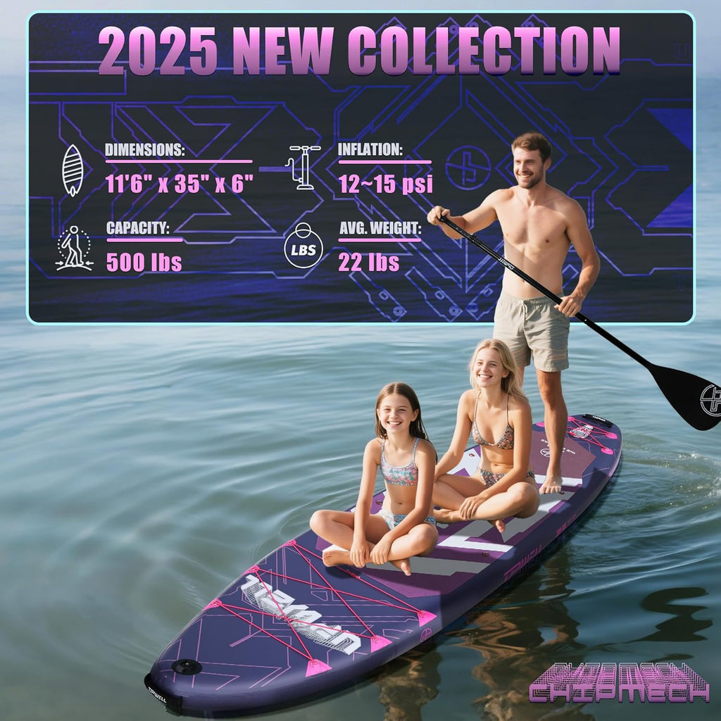 UPWELL 11'6'×35' Extra Wide Inflatable Paddle Board, Stand Up Paddle Board for Youth & Adults, Stable Design, Premium SUP Accessories, 120L Backpack, 10L Dry Bag, Paddle, Leash, Hand Pump, US Fins