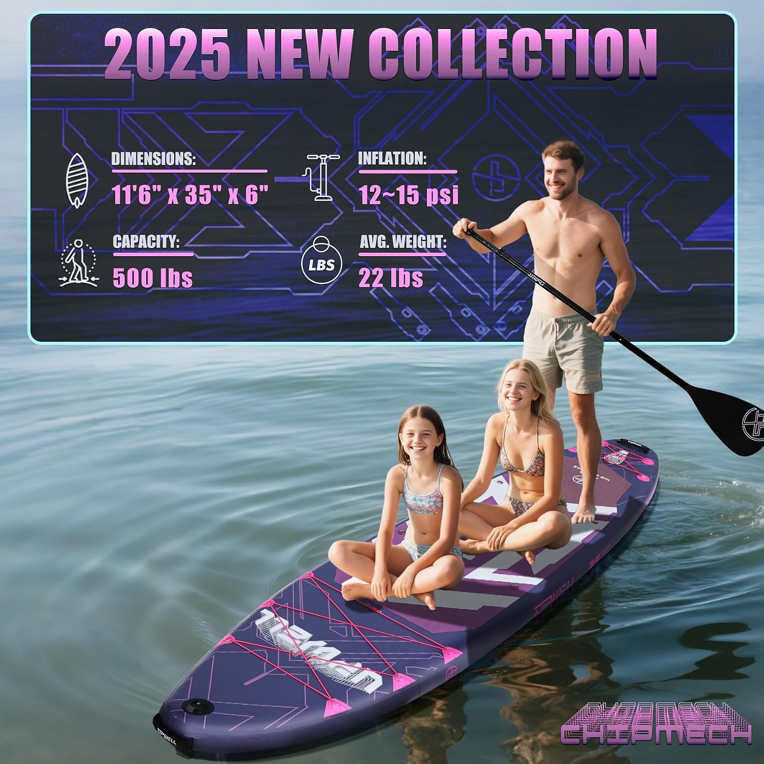 UPWELL 11'6'×35' Extra Wide Inflatable Paddle Board, Stand Up Paddle Board for Youth & Adults, Stable Design, Premium SUP Accessories, 120L Backpack, 10L Dry Bag, Paddle, Leash, Hand Pump, US Fins
