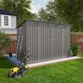 YOPTO 4x9 FT Outdoor Storage Shed,Metal Shed W/Window,Garden Storage Shed W/ 6 Air Vents & 2 Swing Doors,Weatherproof Tool House W/Sloped Roof,for Backyard Patio Lawn,Gray