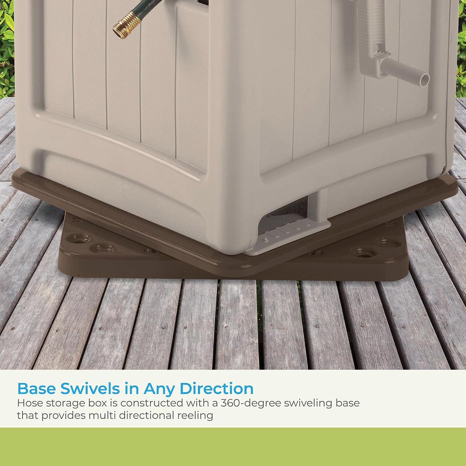 Suncast 225 ft. Swivel Hideaway Hose Reel with Hose Guide and Crank Handle, Mocha/Taupe