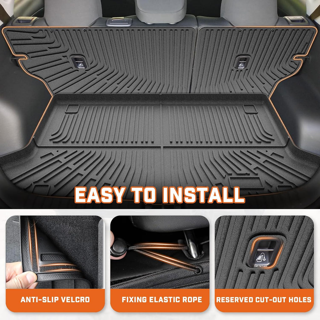 Mixsuper Floor Mat & Cargo Liner for Kia Soul 2020-2026(Including the lower Floor of the trunk),All Weather TPE Floor mat with Backrest and Door Sill Guards Soul Accessories,Anti-Slip Floor Liners Set