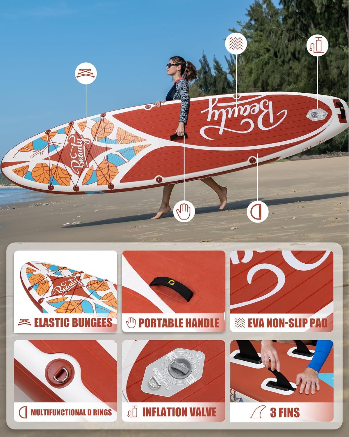 Inflatable Stand Up Paddle Board with SUP Accessories, 11'*33' Inflatable Paddle Boards for Adults & Youth of All Skill Levels