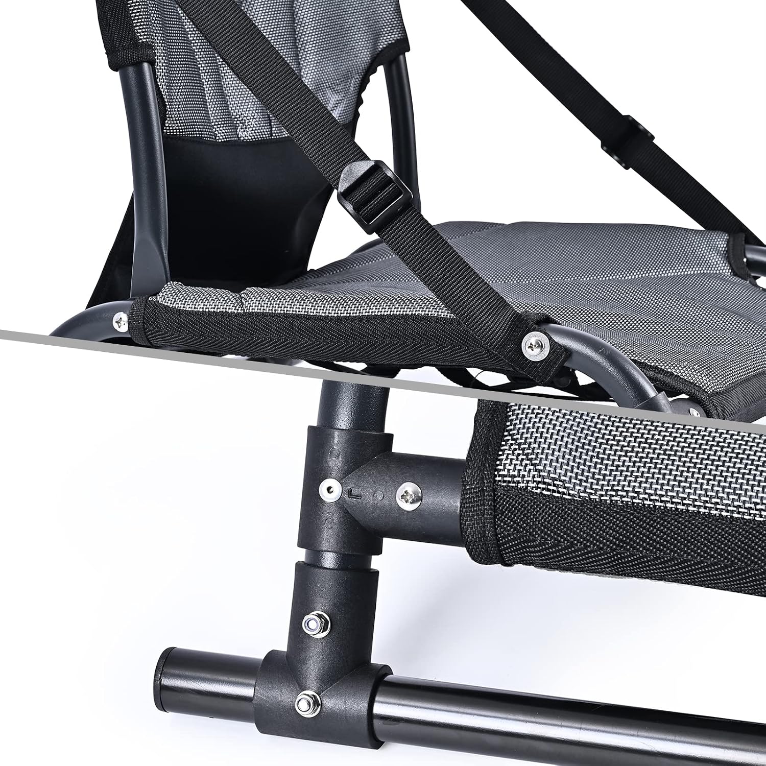 Kayak Seats with Back Support, Aluminum Alloy Folding Kayak Seat, Breathable Textile Mesh Fabric Material, Adjustable Universal Paddle Board Seat for Fishing, Inflatable Kayaks, Sup, Canoe