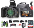 Kodak PIXPRO Astro Zoom AZ528 16MP Vlogging Digital Camera (Black) with 52x Optical Zoom 24mm Wide Angle Lens Bundle with 32GB Memory Card + Vlogger Tripod + Bag + Cleaning Kit + More Accessories