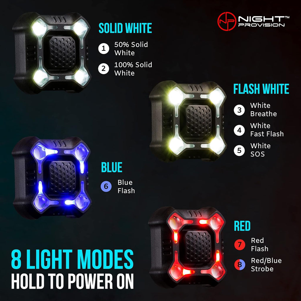 PS1200 Police Patrol Bike Light Set - Red/Blue Strobe LED - Rechargeable 18 Hr Max - Water Proof - 5 Modes - Heavy Duty Bicycle Lights for Professional Use