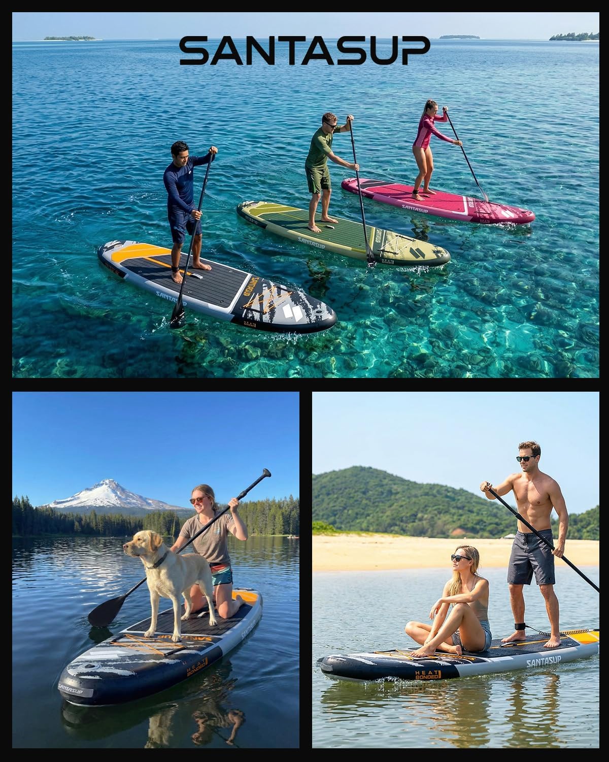 Inflatable Stand Up Paddle Board with SUP Accessories, Anti-Slip EVA Deck, 10'6'/11' Wide Stance Board, Sup Board for Adults & Youth of All Skill Levels Backpack