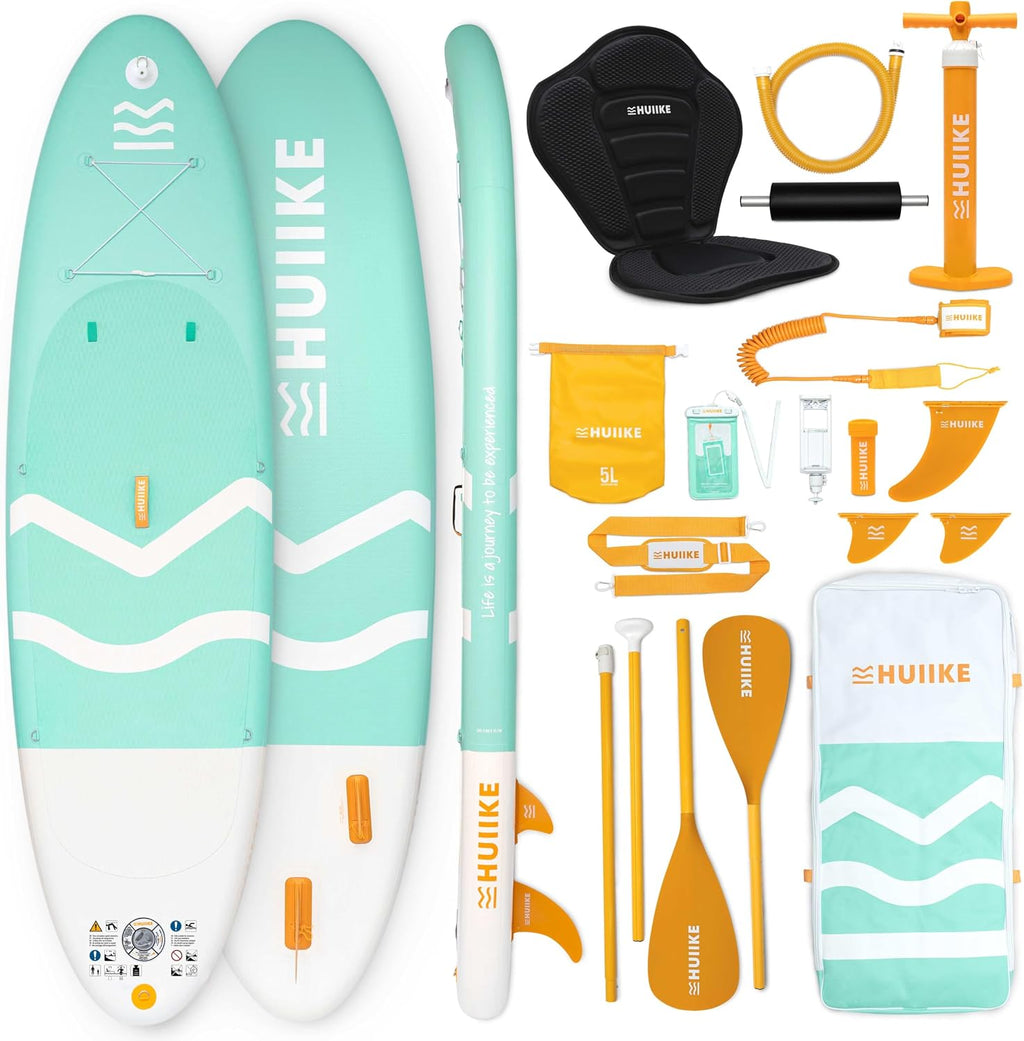 HUIIKE Inflatable Paddle Board for Adults with Accessories Included, Oar, Fins, Pump. Stand Up Paddleboard Great Stability and Resistance. 10' x 33' x 5.9', Maximum Load 286 lb